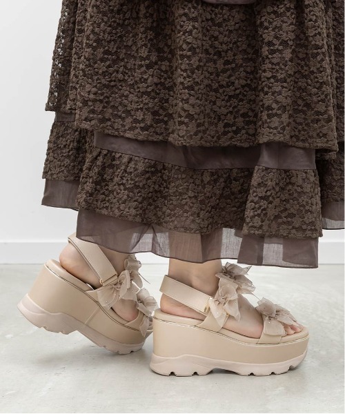 RANDA（ランダ）の「シアーミニリボンウェッジスポーツサンダル（サンダル・レディース・ピンク/アイボリー/ブラック・S/L/M/LL）」の17枚目の写真