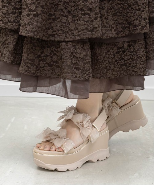 RANDA（ランダ）の「シアーミニリボンウェッジスポーツサンダル（サンダル・レディース・ピンク/アイボリー/ブラック・S/L/M/LL）」の18枚目の写真