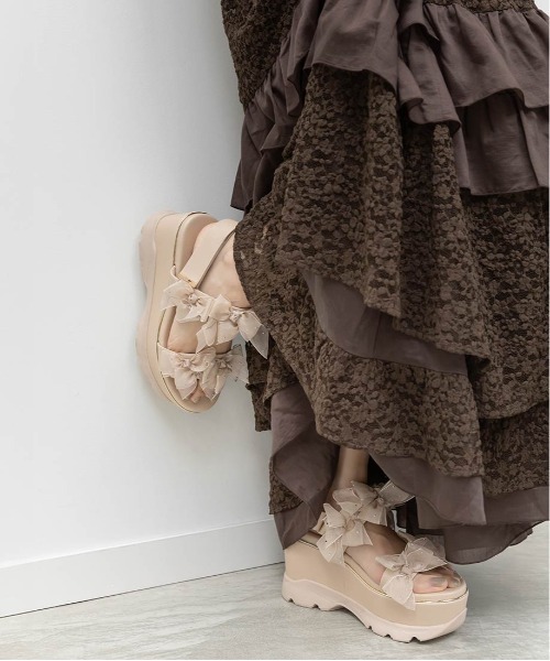 RANDA（ランダ）の「シアーミニリボンウェッジスポーツサンダル（サンダル・レディース・ピンク/アイボリー/ブラック・S/L/M/LL）」の19枚目の写真