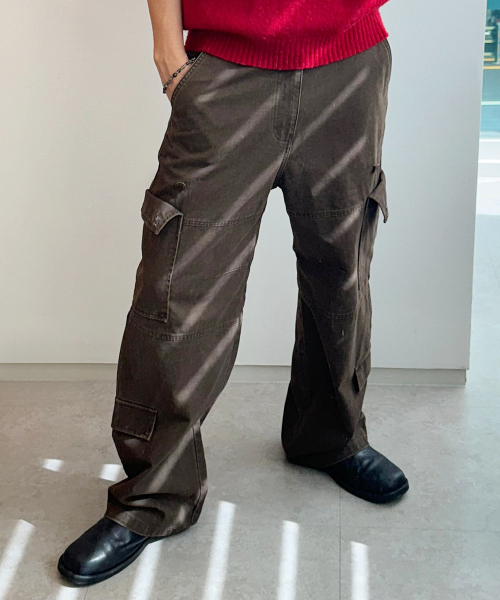 INTEMPOMOOD(インテンポムード)の「ボタンポケットカーゴパンツ_ブラウン(その他パンツ・レディース・ブラウン・MEDIUM/LARGE/X-LARGE)」の1枚目の写真
