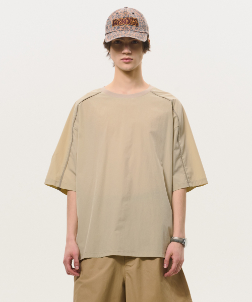 テックステッチオーバーサイズTシャツ[ベージュ]（Tシャツ/カットソー