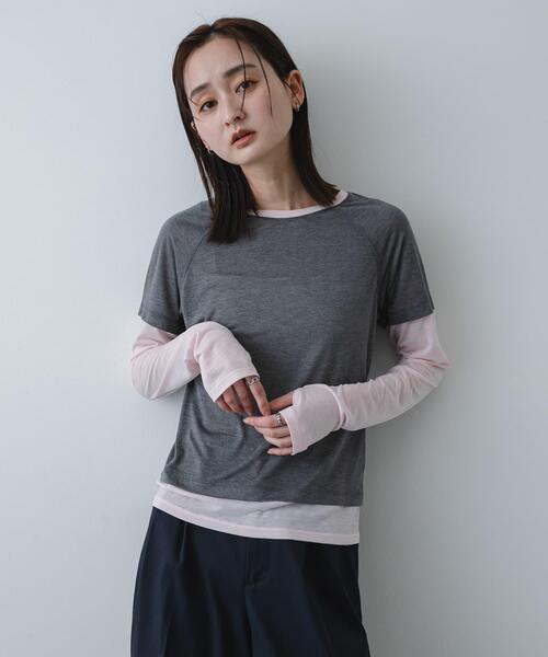 SENSE OF PLACE by URBAN RESEARCH(センスオブプレイスバイアーバンリサーチ)の「ハイショクレイヤードコンパクトトップ(Tシャツ/カットソー・レディース・ネイビー/ブラウン/グレー・ONE)」の4枚目の写真