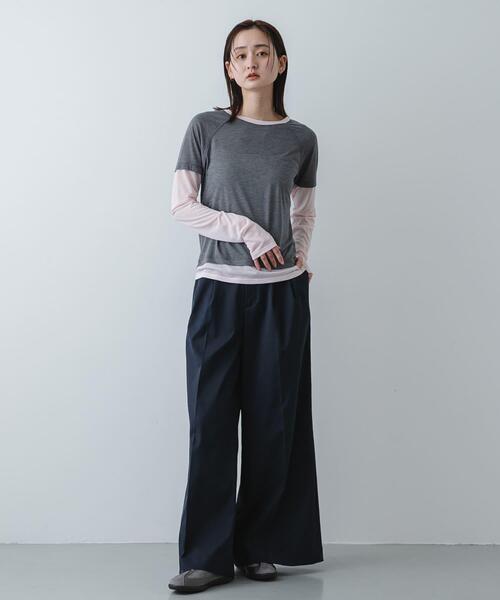 SENSE OF PLACE by URBAN RESEARCH(センスオブプレイスバイアーバンリサーチ)の「ハイショクレイヤードコンパクトトップ(Tシャツ/カットソー・レディース・ネイビー/ブラウン/グレー・ONE)」の6枚目の写真