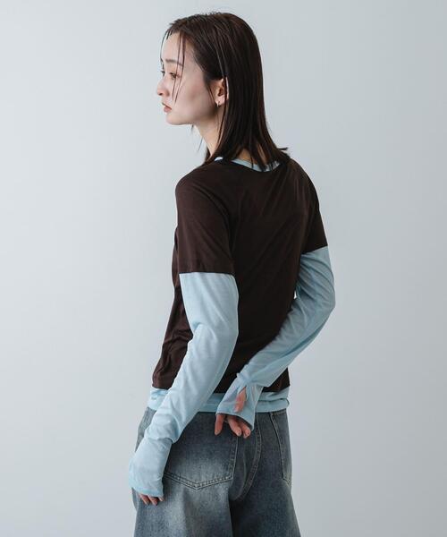 SENSE OF PLACE by URBAN RESEARCH(センスオブプレイスバイアーバンリサーチ)の「ハイショクレイヤードコンパクトトップ(Tシャツ/カットソー・レディース・ネイビー/ブラウン/グレー・ONE)」の11枚目の写真