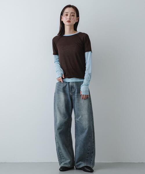 SENSE OF PLACE by URBAN RESEARCH(センスオブプレイスバイアーバンリサーチ)の「ハイショクレイヤードコンパクトトップ(Tシャツ/カットソー・レディース・ネイビー/ブラウン/グレー・ONE)」の12枚目の写真