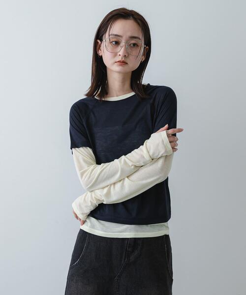 SENSE OF PLACE by URBAN RESEARCH(センスオブプレイスバイアーバンリサーチ)の「ハイショクレイヤードコンパクトトップ(Tシャツ/カットソー・レディース・ネイビー/ブラウン/グレー・ONE)」の20枚目の写真