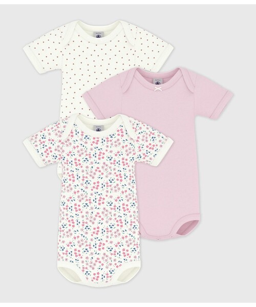 PETIT BATEAU(プチバトー)の「プリント半袖ボディ3枚組(ロンパース・キッズ・その他1・6MONTH/12MONTH/18MONTH/24MONTH)」の1枚目の写真