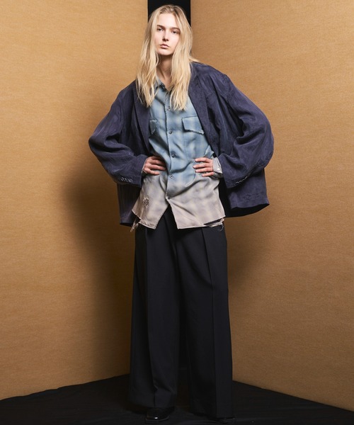 MAISON SPECIAL(メゾンスペシャル)の「《UNISEX》Drape Fibrillated Twill Prime-Over-Over 2B Semi-double Tailored Jacket/ドレープフィブリルツイルプライムオーバー4Bセミダブルテーラードジャケット【MAISON SPECIAL/メゾンスペシャル】■セットアップ対応■(テーラードジャケット・メンズ・ブラック/ネイビー・2/1/0)」の4枚目の写真