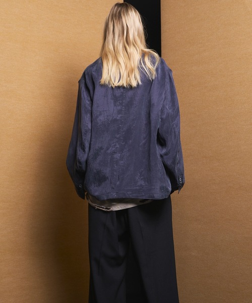 MAISON SPECIAL(メゾンスペシャル)の「《UNISEX》Drape Fibrillated Twill Prime-Over-Over 2B Semi-double Tailored Jacket/ドレープフィブリルツイルプライムオーバー4Bセミダブルテーラードジャケット【MAISON SPECIAL/メゾンスペシャル】■セットアップ対応■(テーラードジャケット・メンズ・ブラック/ネイビー・2/1/0)」の10枚目の写真