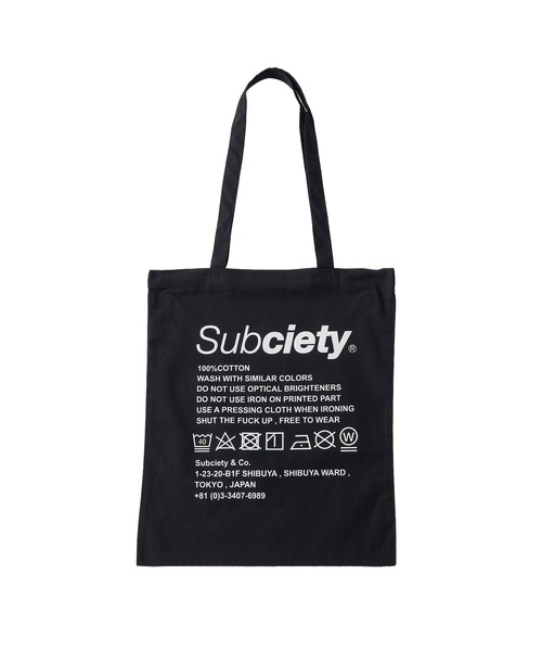 Subciety（サブサエティ）の「Label tote bag（トートバッグ・メンズ・ブルー/ブラック×ブルー/グリーン/ブラウン/バーガンディー/ブラック×ホワイト/ホワイト/スカイブルー/イエロー/オレンジ・FREE）」の12枚目の写真