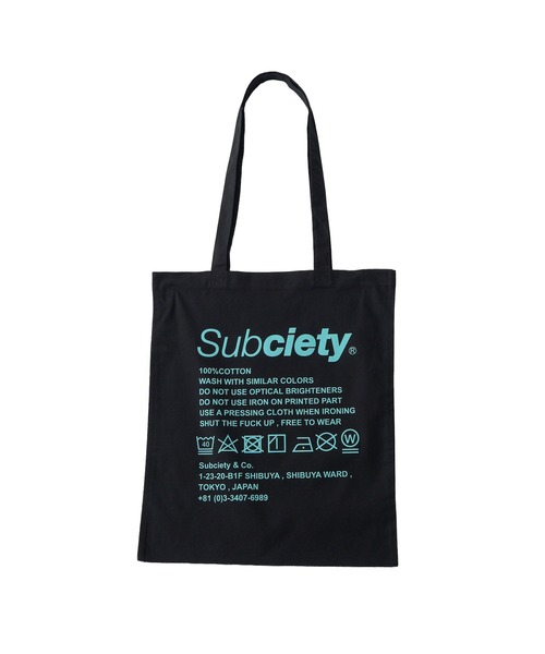 Subciety（サブサエティ）の「Label tote bag（トートバッグ・メンズ・ブルー/ブラック×ブルー/グリーン/ブラウン/バーガンディー/ブラック×ホワイト/ホワイト/スカイブルー/イエロー/オレンジ・FREE）」の13枚目の写真