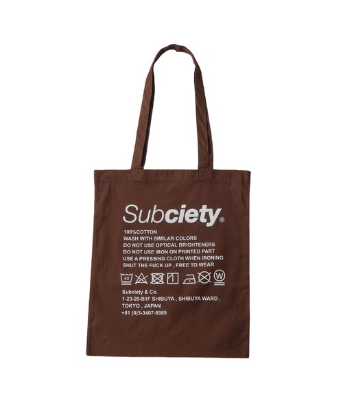 Subciety（サブサエティ）の「Label tote bag（トートバッグ・メンズ・ブルー/ブラック×ブルー/グリーン/ブラウン/バーガンディー/ブラック×ホワイト/ホワイト/スカイブルー/イエロー/オレンジ・FREE）」の14枚目の写真