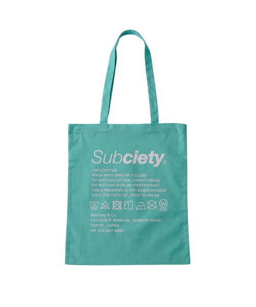 Subciety（サブサエティ）の「Label tote bag（トートバッグ・メンズ・ブルー/ブラック×ブルー/グリーン/ブラウン/バーガンディー/ブラック×ホワイト/ホワイト/スカイブルー/イエロー/オレンジ・FREE）」の16枚目の写真