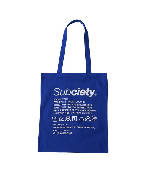 Subciety（サブサエティ）の「Label tote bag（トートバッグ・メンズ・ブルー/ブラック×ブルー/グリーン/ブラウン/バーガンディー/ブラック×ホワイト/ホワイト/スカイブルー/イエロー/オレンジ・FREE）」の17枚目の写真