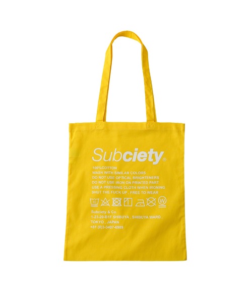 Subciety（サブサエティ）の「Label tote bag（トートバッグ・メンズ・ブルー/ブラック×ブルー/グリーン/ブラウン/バーガンディー/ブラック×ホワイト/ホワイト/スカイブルー/イエロー/オレンジ・FREE）」の18枚目の写真