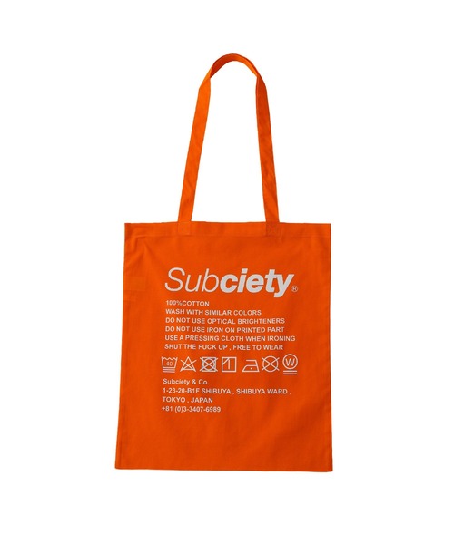 Subciety（サブサエティ）の「Label tote bag（トートバッグ・メンズ・ブルー/ブラック×ブルー/グリーン/ブラウン/バーガンディー/ブラック×ホワイト/ホワイト/スカイブルー/イエロー/オレンジ・FREE）」の20枚目の写真