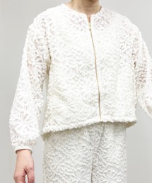 vent blanc（ヴァンブラン）の「denicher  デニシェ モノトーンフラワー ジャガードブルゾン（ノーカラージャケット）」