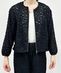 vent blanc（ヴァンブラン）の「denicher  デニシェ モノトーンフラワー ジャガードブルゾン（ノーカラージャケット）」