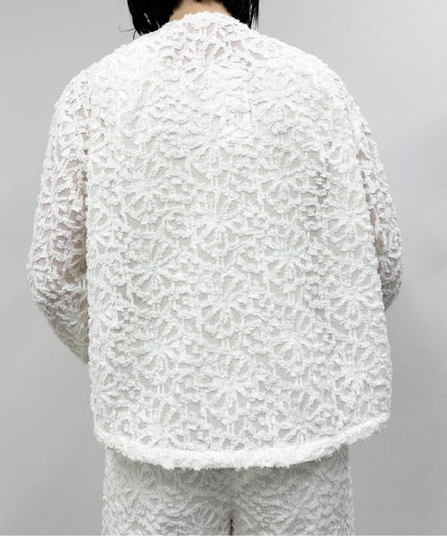 vent blanc(ヴァンブラン)の「denicher デニシェ モノトーンフラワー ジャガードブルゾン(ノーカラージャケット・レディース・ブラック/アイボリー・FREE)」の18枚目の写真