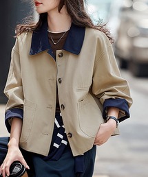 Doux Belle（ドゥーベル）の「配色襟付きボタンジャケット（その他アウター）」