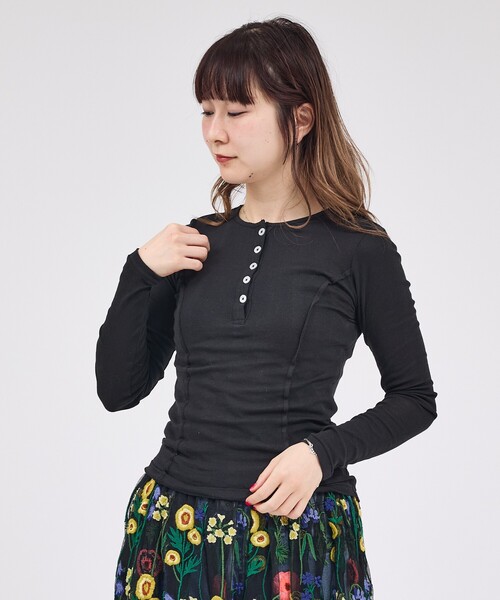 MILLER（ミラー）の「【MILLER/ミラー】Light Prib Henly L/S Tee / ライトパネルリブヘンリーロングスリーブTEE / ヘンリーロンT（Tシャツ/カットソー・メンズ・オフホワイト/グレー/ブラック/ライム/ネイビー・フリー）」の8枚目の写真