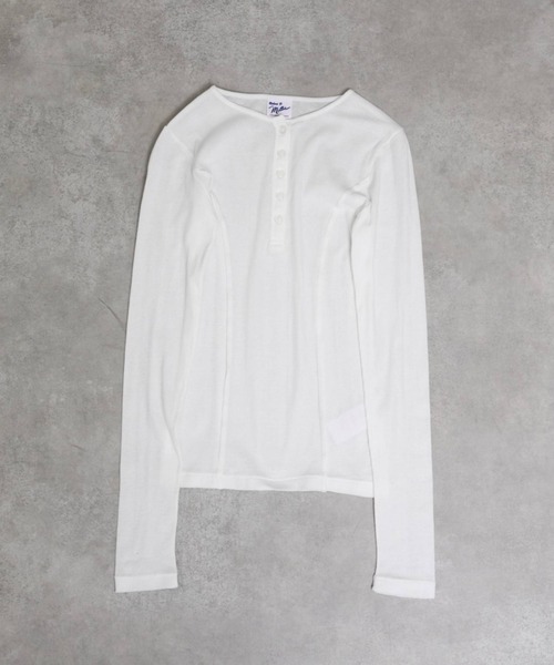 MILLER（ミラー）の「【MILLER/ミラー】Light Prib Henly L/S Tee / ライトパネルリブヘンリーロングスリーブTEE / ヘンリーロンT（Tシャツ/カットソー・メンズ・オフホワイト/グレー/ブラック/ライム/ネイビー・フリー）」の2枚目の写真