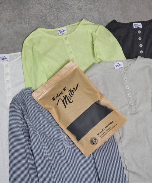 MILLER(ミラー)の「【MILLER/ミラー】Light Prib Henly L/S Tee / ライトパネルリブヘンリーロングスリーブTEE / ヘンリーロンT(Tシャツ/カットソー・メンズ・オフホワイト/グレー/ブラック/ライム/ネイビー・フリー)」の8枚目の写真