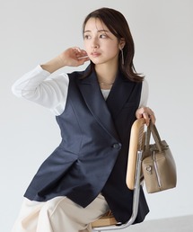 アシンメトリー タックボリュームデザインジレ