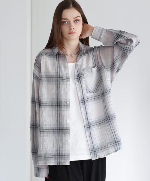 SOCCE(ソーシー)の「リンクルシアーチェックシャツ(シャツ/ブラウス・メンズ・ブラック/ネイビー/ホワイト・S/M/L/XL)」の2枚目の写真