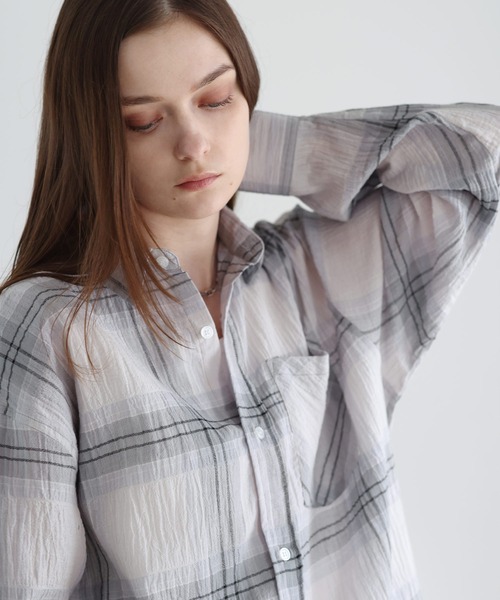 SOCCE(ソーシー)の「リンクルシアーチェックシャツ(シャツ/ブラウス・メンズ・ブラック/ネイビー/ホワイト・S/M/L/XL)」の7枚目の写真