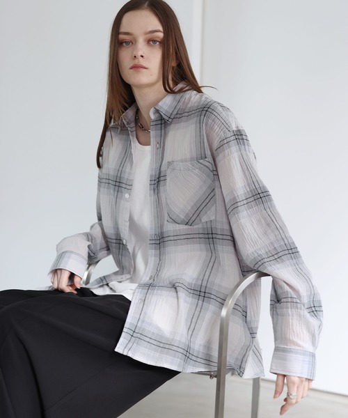 SOCCE(ソーシー)の「リンクルシアーチェックシャツ(シャツ/ブラウス・メンズ・ブラック/ネイビー/ホワイト・S/M/L/XL)」の4枚目の写真