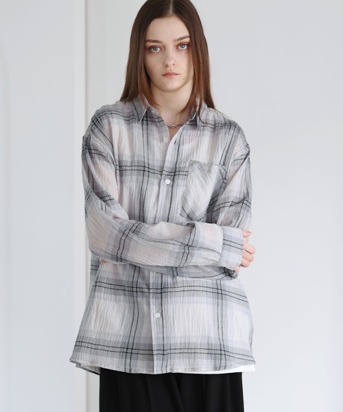 SOCCE(ソーシー)の「リンクルシアーチェックシャツ(シャツ/ブラウス・メンズ・ブラック/ネイビー/ホワイト・S/M/L/XL)」の5枚目の写真