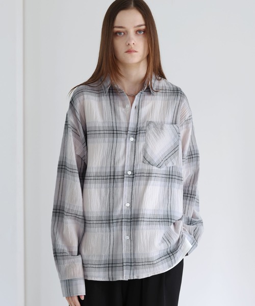 SOCCE(ソーシー)の「リンクルシアーチェックシャツ(シャツ/ブラウス・メンズ・ブラック/ネイビー/ホワイト・S/M/L/XL)」の6枚目の写真