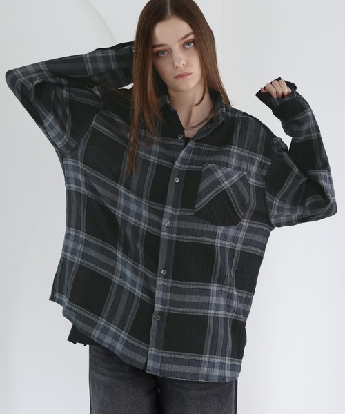 SOCCE(ソーシー)の「リンクルシアーチェックシャツ(シャツ/ブラウス・メンズ・ブラック/ネイビー/ホワイト・S/M/L/XL)」の15枚目の写真