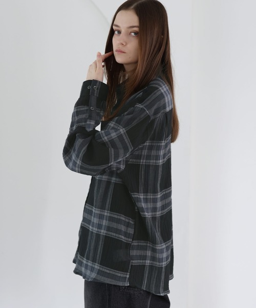 SOCCE(ソーシー)の「リンクルシアーチェックシャツ(シャツ/ブラウス・メンズ・ブラック/ネイビー/ホワイト・S/M/L/XL)」の16枚目の写真