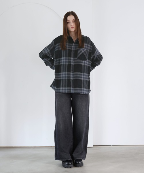 SOCCE(ソーシー)の「リンクルシアーチェックシャツ(シャツ/ブラウス・メンズ・ブラック/ネイビー/ホワイト・S/M/L/XL)」の18枚目の写真