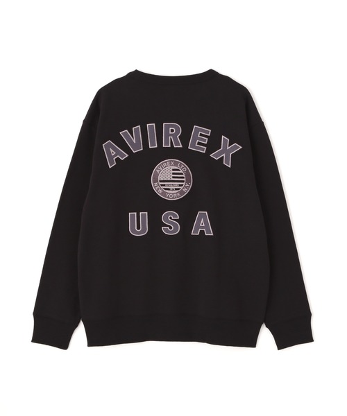 AVIREX（アヴィレックス）の「《直営店限定》VARSITY FLAG CREW NECK SWEAT / バーシティー フラッグ クルーネック スウェット / AVIREX / アヴィレックス（スウェット・メンズ・ブラック/オフホワイト・XX-LARGE/X-LARGE/LARGE/MEDIUM）」の2枚目の写真