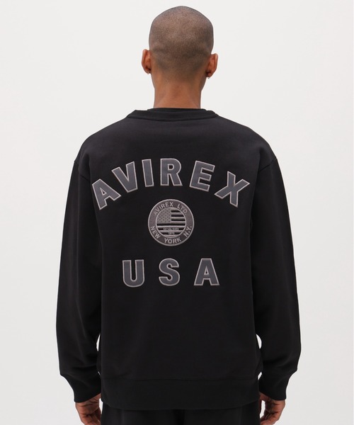 AVIREX（アヴィレックス）の「《直営店限定》VARSITY FLAG CREW NECK SWEAT / バーシティー フラッグ クルーネック スウェット / AVIREX / アヴィレックス（スウェット・メンズ・ブラック/オフホワイト・XX-LARGE/X-LARGE/LARGE/MEDIUM）」の8枚目の写真