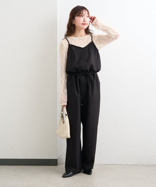 Kastane(カスタネ)の「【一部店舗限定/S.Mサイズ展開/セットアップ対応】B キャミコンビネゾン(つなぎ/オールインワン・レディース・ブラック/アイボリー/ベージュ・MEDIUM/SMALL)」の4枚目の写真