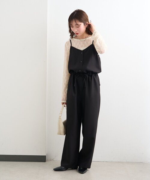 Kastane(カスタネ)の「【一部店舗限定/S.Mサイズ展開/セットアップ対応】B キャミコンビネゾン(つなぎ/オールインワン・レディース・ブラック/アイボリー/ベージュ・MEDIUM/SMALL)」の5枚目の写真