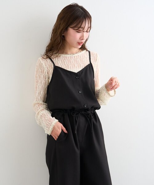 Kastane(カスタネ)の「【一部店舗限定/S.Mサイズ展開/セットアップ対応】B キャミコンビネゾン(つなぎ/オールインワン・レディース・ブラック/アイボリー/ベージュ・MEDIUM/SMALL)」の9枚目の写真