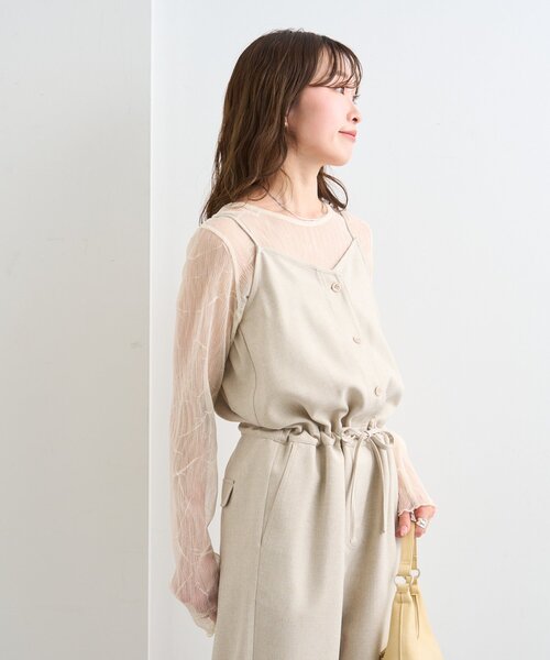 Kastane(カスタネ)の「【一部店舗限定/S.Mサイズ展開/セットアップ対応】B キャミコンビネゾン(つなぎ/オールインワン・レディース・ブラック/アイボリー/ベージュ・MEDIUM/SMALL)」の14枚目の写真