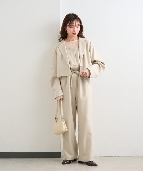 Kastane(カスタネ)の「【一部店舗限定/S.Mサイズ展開/セットアップ対応】B キャミコンビネゾン(つなぎ/オールインワン・レディース・ブラック/アイボリー/ベージュ・MEDIUM/SMALL)」の19枚目の写真