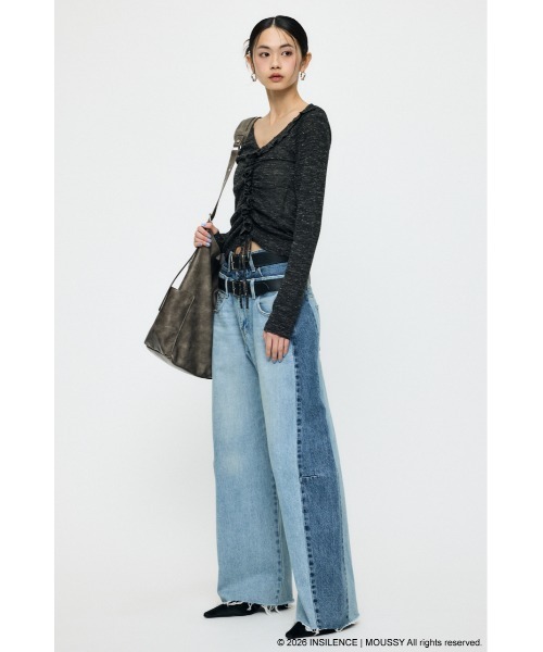 MOUSSY（マウジー）の「INSILENCE GATHER ニットトップス（ニット/セーター・レディース・ブラック/ライトカーキ/ライトグレー・1）」の6枚目の写真