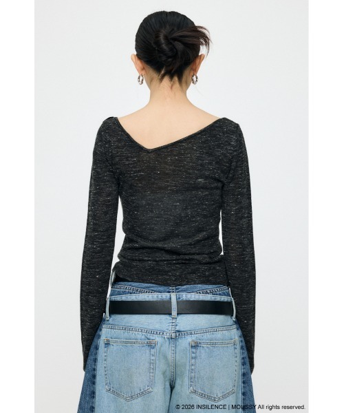 MOUSSY（マウジー）の「INSILENCE GATHER ニットトップス（ニット/セーター・レディース・ブラック/ライトカーキ/ライトグレー・1）」の9枚目の写真