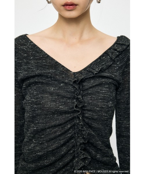 MOUSSY（マウジー）の「INSILENCE GATHER ニットトップス（ニット/セーター・レディース・ブラック/ライトカーキ/ライトグレー・1）」の10枚目の写真