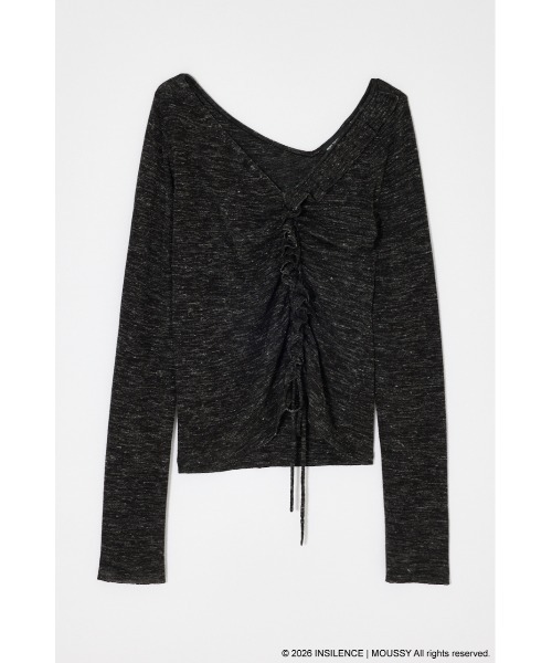 MOUSSY（マウジー）の「INSILENCE GATHER ニットトップス（ニット/セーター・レディース・ブラック/ライトカーキ/ライトグレー・1）」の14枚目の写真