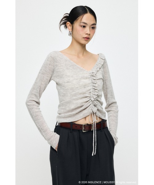 MOUSSY（マウジー）の「INSILENCE GATHER ニットトップス（ニット/セーター・レディース・ブラック/ライトカーキ/ライトグレー・1）」の19枚目の写真