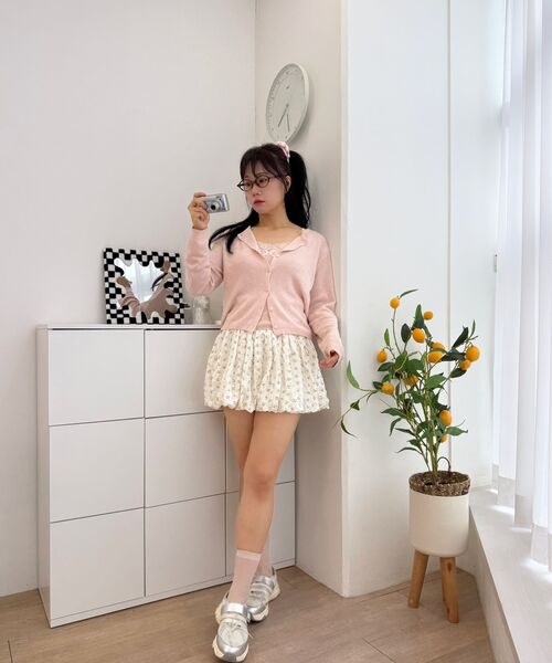MELLOTORY(メロートリー)の「ハートパンチングニットカーディガン(ディープピンク)(カーディガン/ボレロ・レディース・ピンク・FREE)」の13枚目の写真