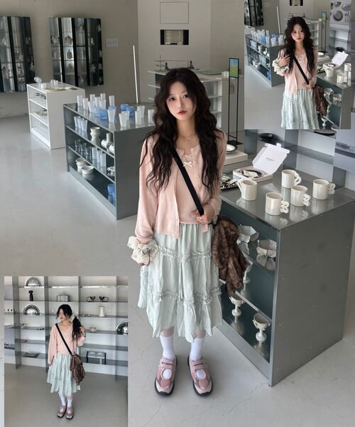 MELLOTORY(メロートリー)の「ハートパンチングニットカーディガン(ディープピンク)(カーディガン/ボレロ・レディース・ピンク・FREE)」の11枚目の写真